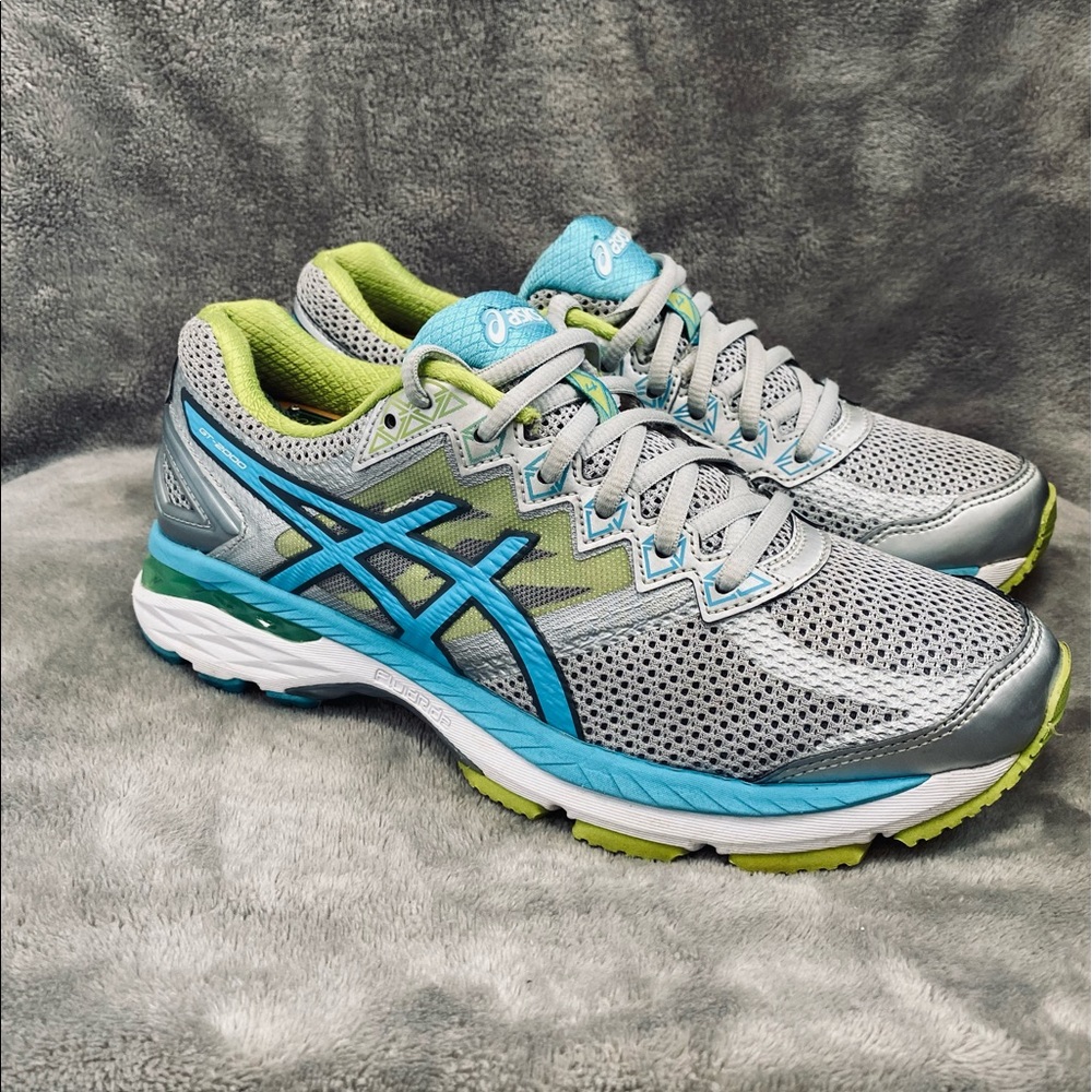 Asics GT 2000 4 Grey Blue Green Silver Running Shoes Women's 7.5 T656N.
